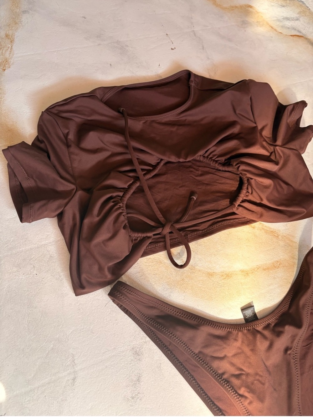 SKIMS Brown Three-Piece Bikini Set - Picture 2 of 9